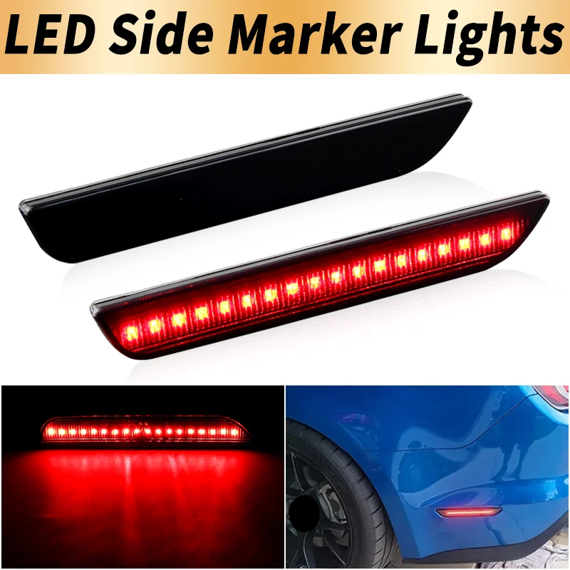 

2 шт. Canbus для Ford Mustang 2010-2014 годов выпуска, с затемненными линзами, красные светодиодные боковые габаритные огни, указатели поворота, автомобильные аксессуары