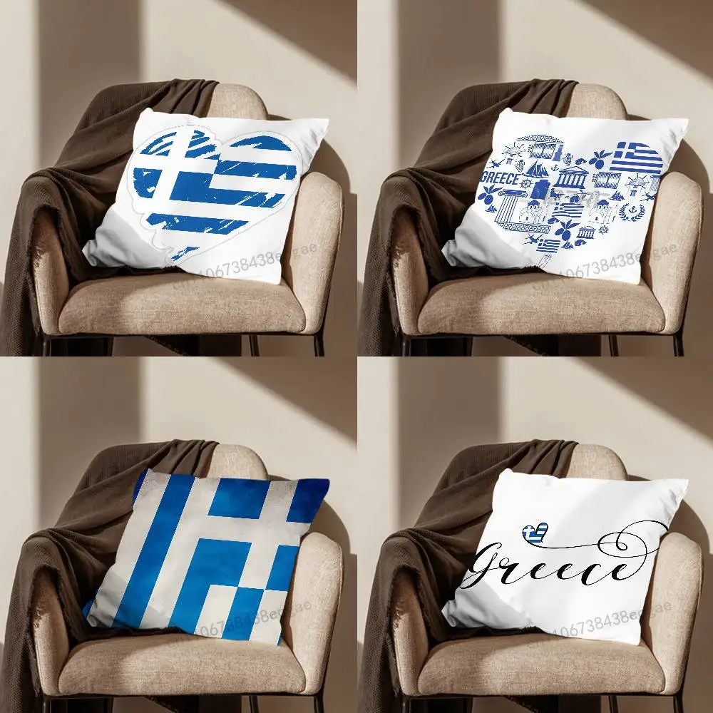

Greek Art Greece Flag Pillow Case For Room Sofa Cushion Cover Suitable For Home Bedroom Decoration And Protector