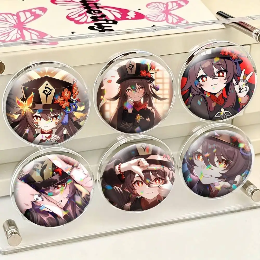 Hu Tao 25 32 44 58 75mm Badges Personalized Round Brooches Pins Accessory Gift