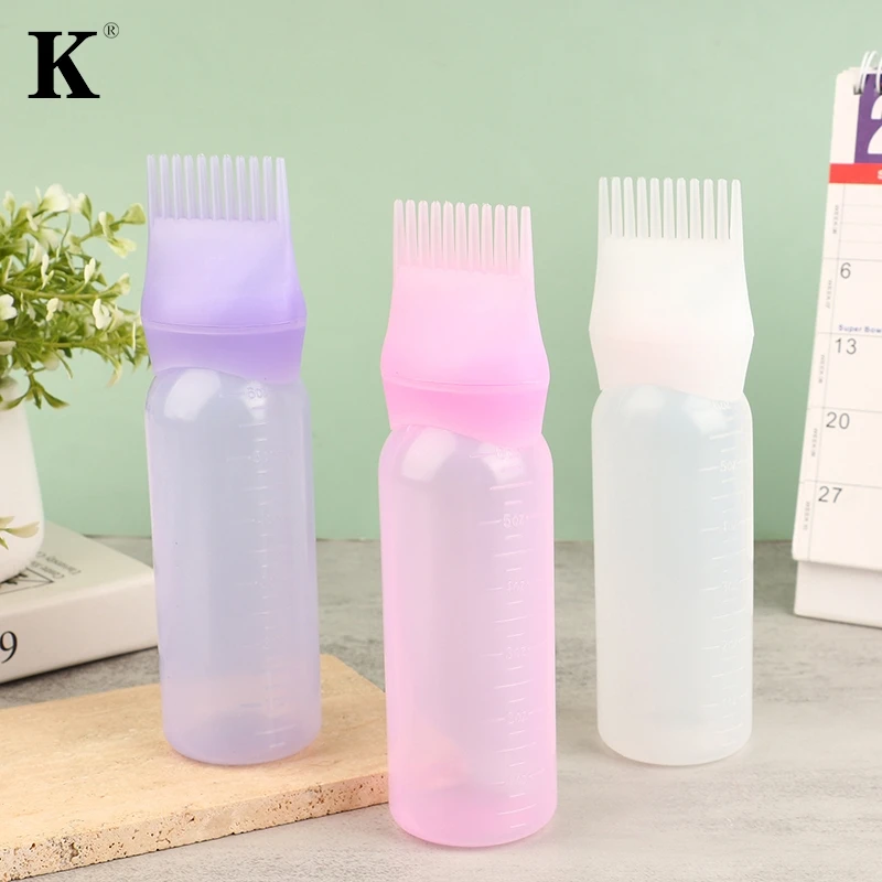 1Pc 120ml Plastic Hair Oil Applicator Bottle Hairdressing Shampoo Bottle Hair Dye Refillable Bottle Hair Coloring Styling Tools