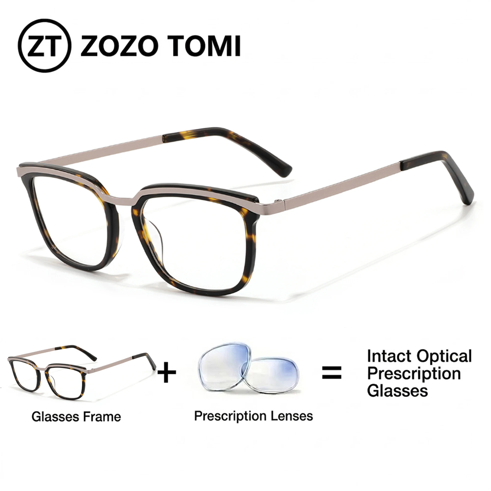 

ZOZO TOMI Men Women Oval Round Prescription Glasses Premium Acetate UV400 Photochromic Optical Sunglass Progressive Eyewear Len