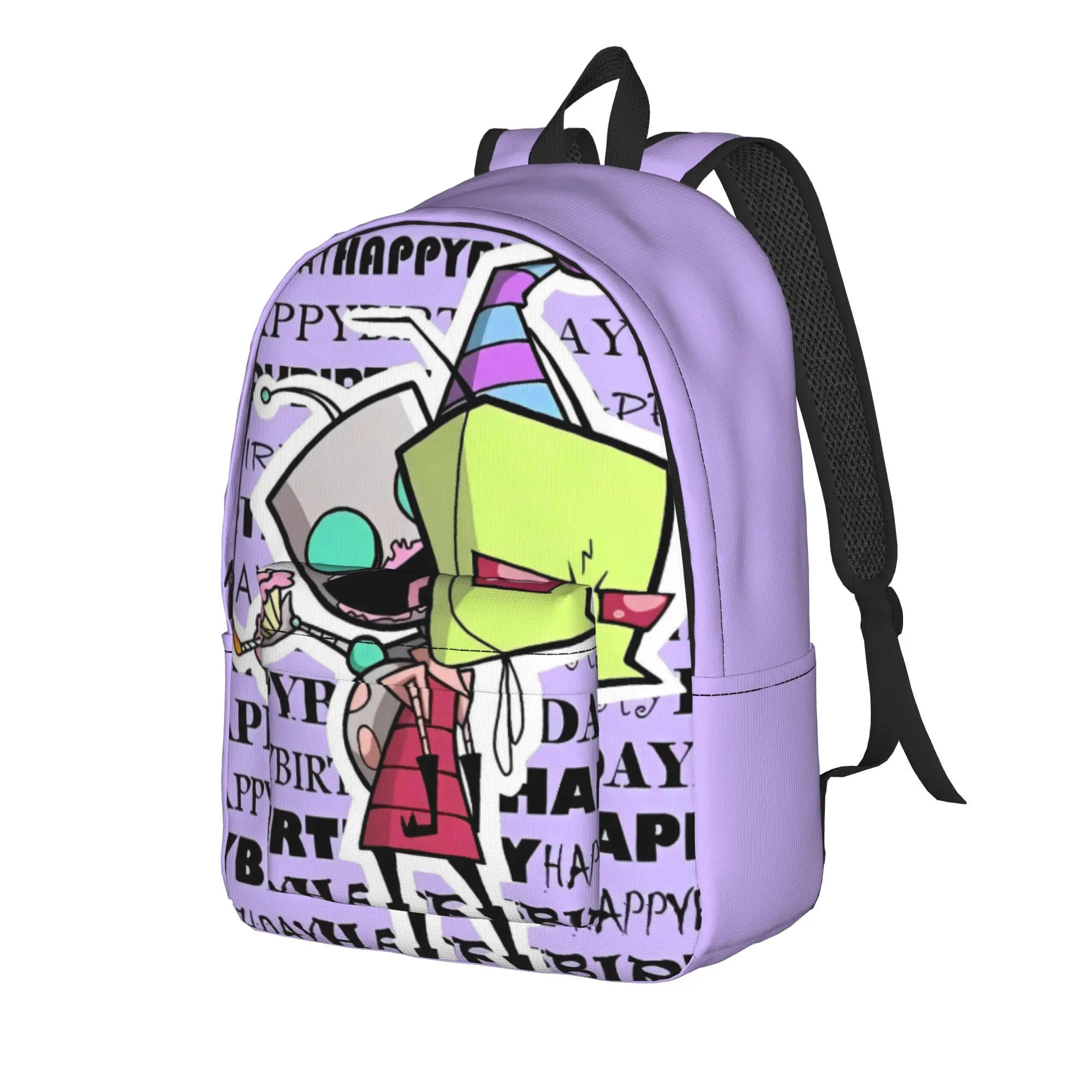 Happy Birthday Invaders Zims I Love Earth Backpack  Trekking Backpacks Boy Girl Colorful Durable High School Bags Funny Rucksack