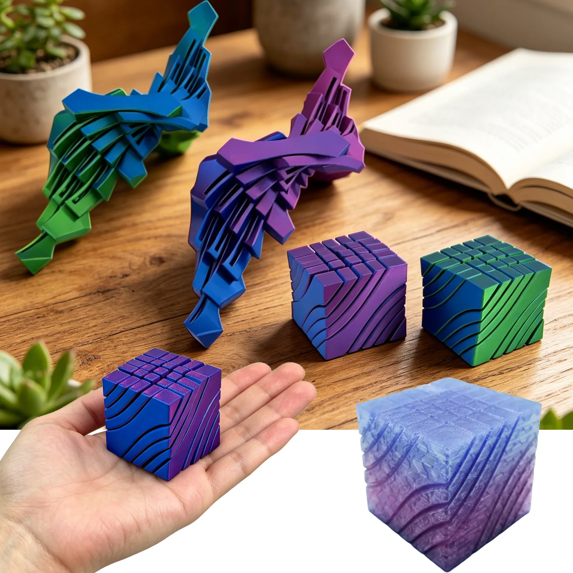 Cubes Rubik à flux liquide imprimés en 3D, jouets anti-stress, sphères torsadées, engrenages, cubes de déformation rotatifs pour soulager l'anxiété