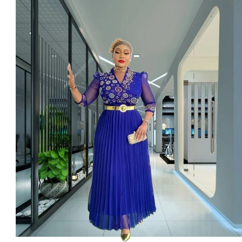 2025 New Fashion Dashiki Ankara Abito da sera da sposa Elegante Turchia Musulmano Maxi DrePlus Size Abiti da festa africani per le donne