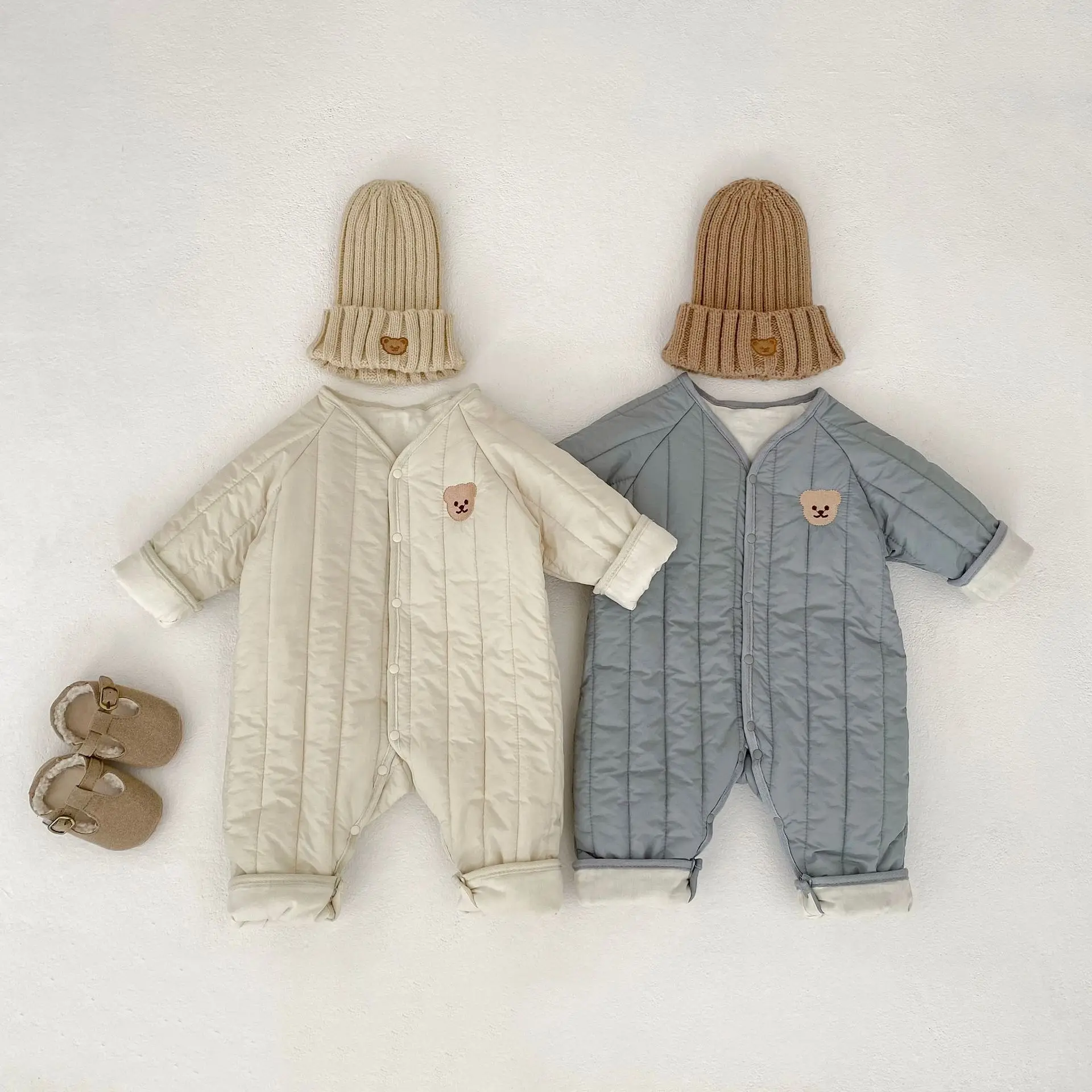 

0-24M Newborn Kid Baby Boy Girl Winter Clothes Thick Warm Baby Romper Long Sleeve Jumpsuit Bear Print Cute Outfit