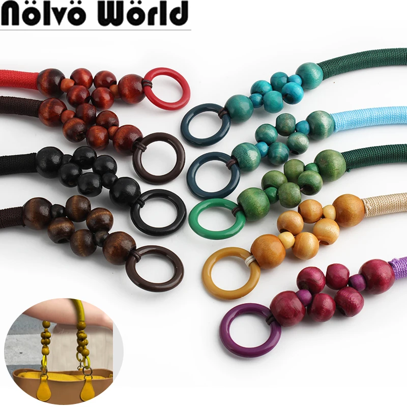 

48CM Nylon Weave Wooden Bead Rope Bag Strap Handles For Women DIY Sewing Shoulder Belt Bags Handbags Replacement Accessories