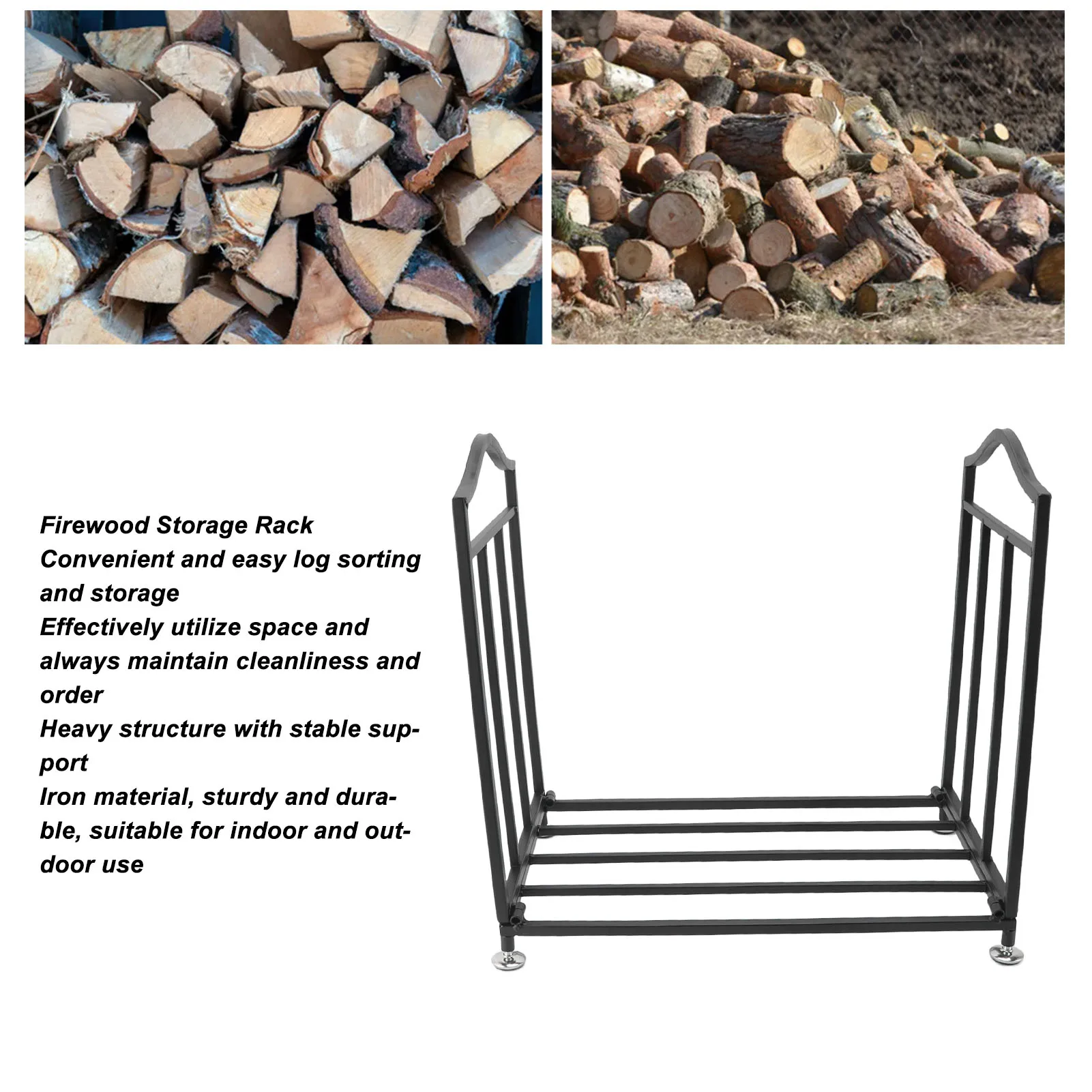 Firewood Holder Heavy Duty Iron Antislip Firewood Storage Rack Indoor Outdoor Wood Log Organizer Firewood Storage Rack Log Rack