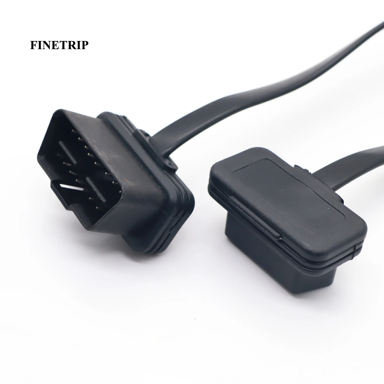 30cm/60cm/1m Wholesale Flat+Thin As Noodle ELM327 Male To Female Elbow Car Connector Adapter 16 Pin OBD2 Extension Cable