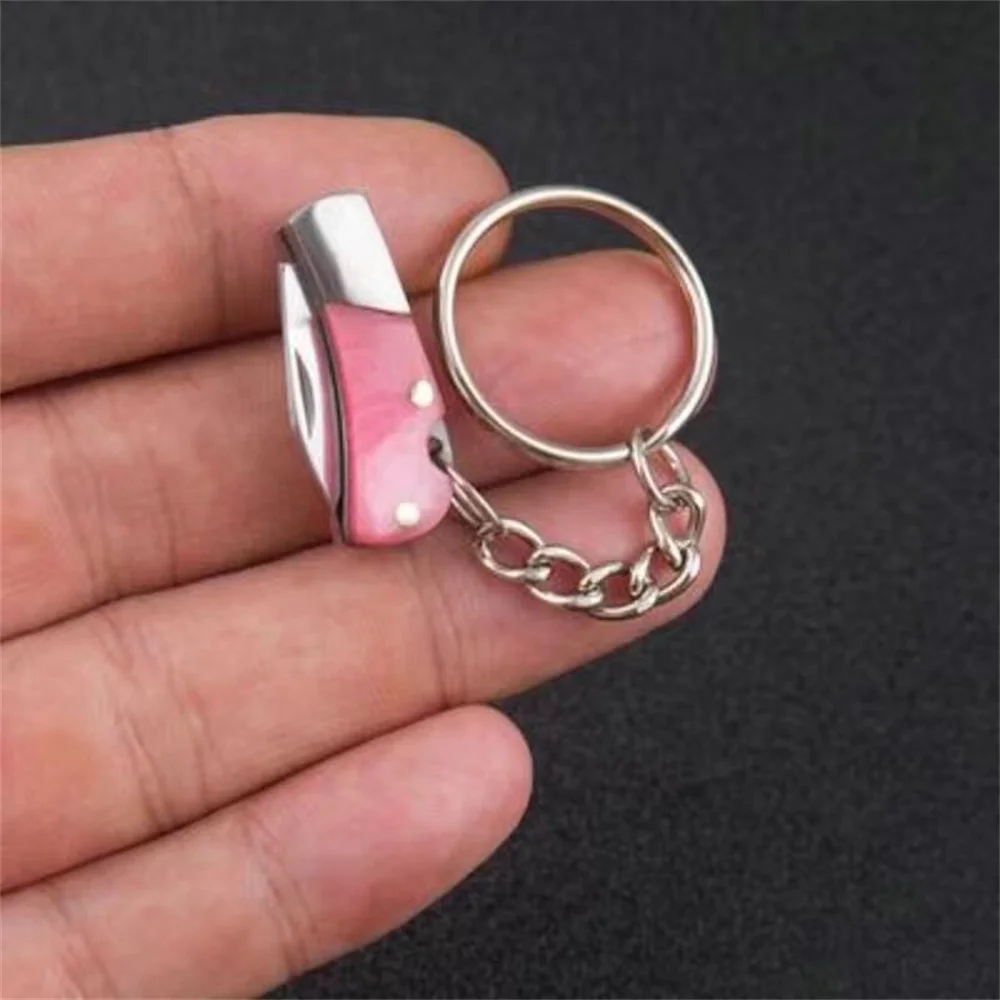 Mini Fold Knife Keychains Portable Small Blade Stainless Steel Hanging Outdoor Camping Knife Pendant Key Chain Rings