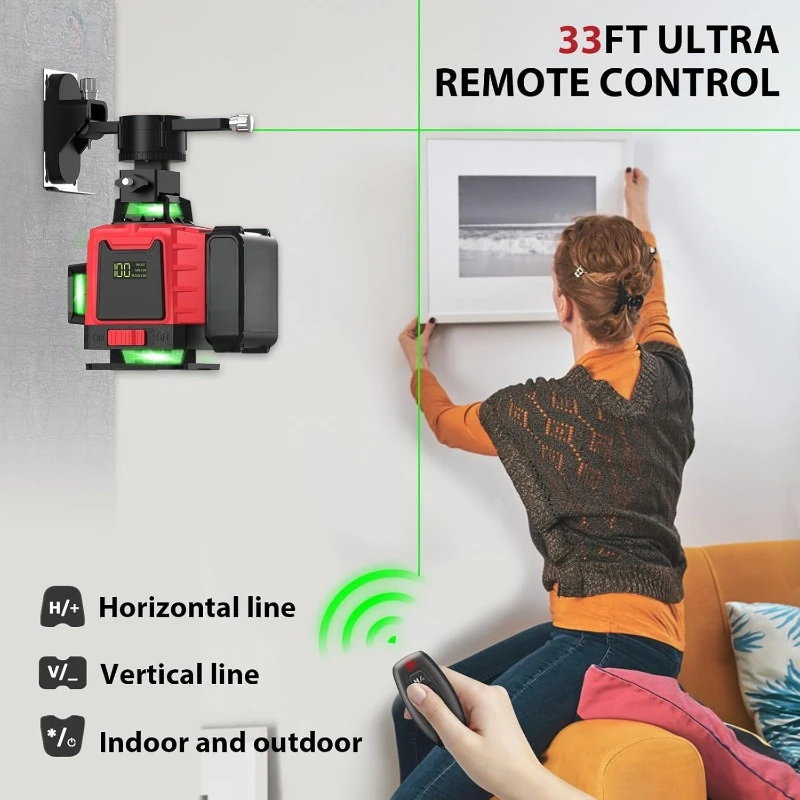 Laser Level 360 Self Leveling 16 Lines 4×360° Green Cross Line Laser for Picture Hanging and Construction