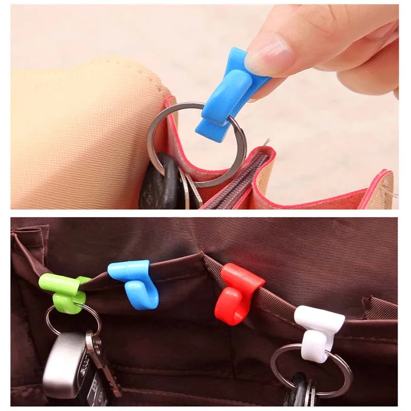 

2pcs Practical Mini Bag Clip To Prevent Lost Key Hook Rack Store Clip Colorful Built-In Bag Clip For Different Types Bags