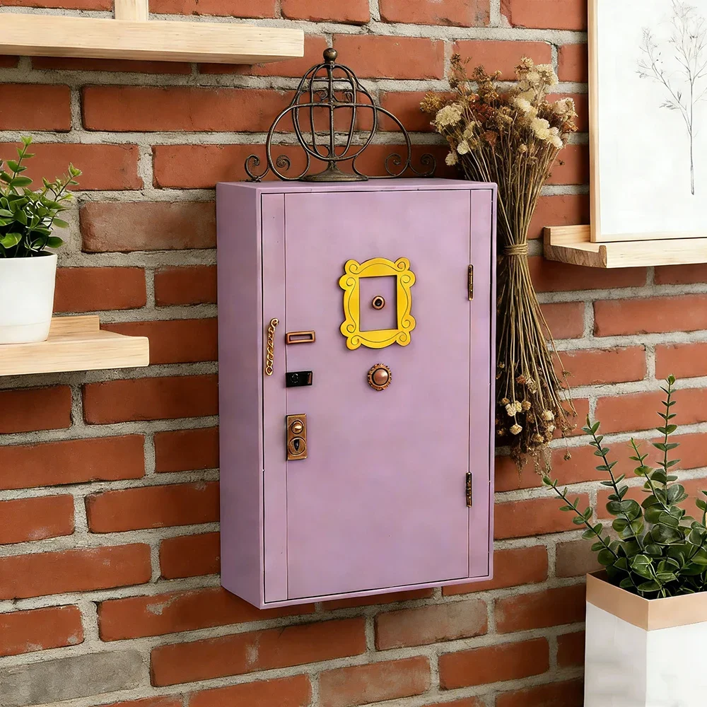 Multifunctional Decoration Key Storage Rack Hooks Purple Storage Box Household Creative Door-shaped Wall-mounted Storage Rack