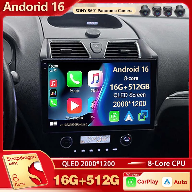 Radio Multimedia para Auto con Android 16 para Geely Emgrand EC7 1 2009-2016, Pantalla QLED 2K, Reproductor de Video, GPS, Voz AI, CarPlay, Unidad Principal 4G