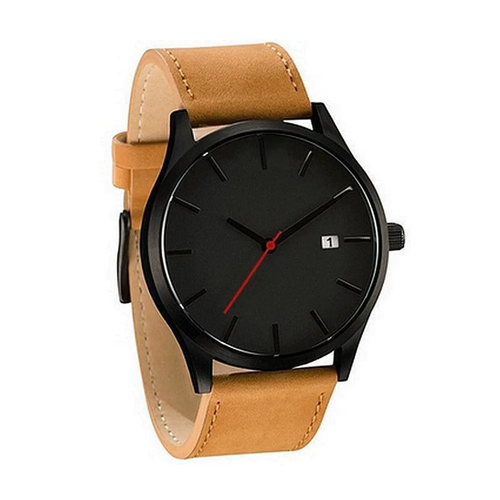 Leather Band Quartz Wristwatches Watches For Men Analog Quartz Round Wrist Business Men's Watch Sport Military Watches Fashion