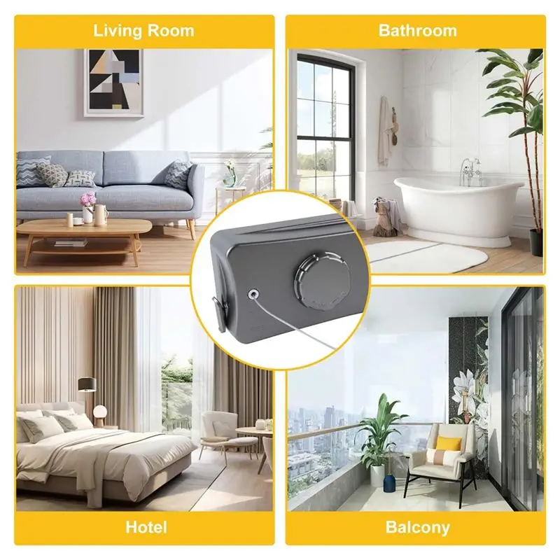 CYCLI-Retractable Clothesline, Outdoor Clothesline, Double-Line Clothes Drying And Drying Adjustable Laundry Line Wall-Mounted