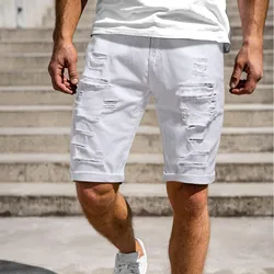 2024 New Fashion Mens Ripped Short Jeans Brand Clothing Bermuda Summer Cotton Shorts Breathable Denim Shorts Shorts Hommes