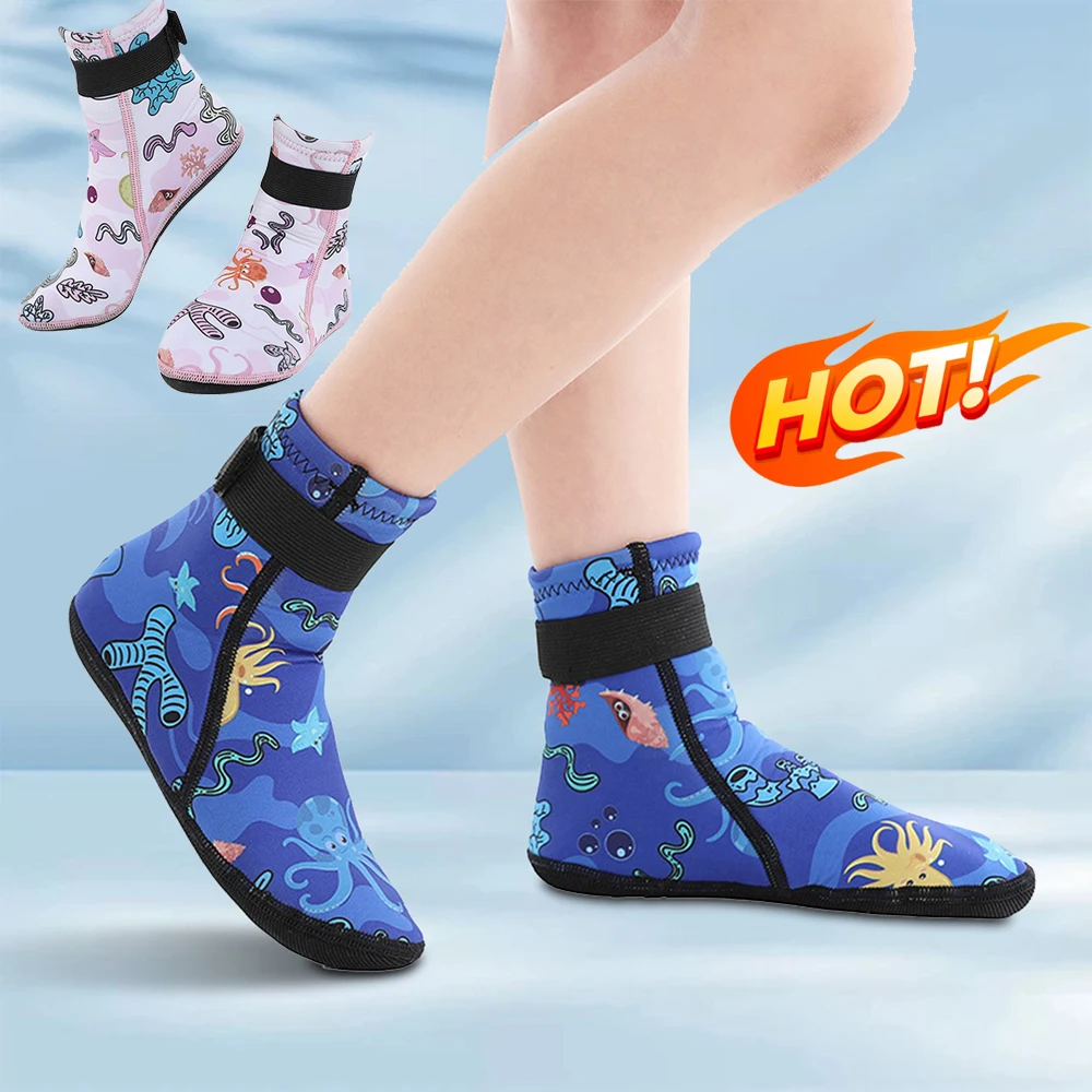 Neoprene Snorkeling Shoes 3mm For Kids Scuba Diving Fins Socks Children Beach foot protective Boots Winter Swimming Keep Warm