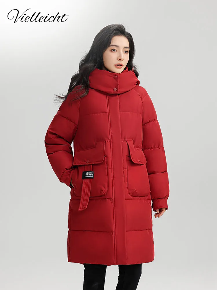 

Vielleicht 2024 New Korean Style Long Parkas Winter Puffer Jacket For Women Down Cotton-padded Thickened Hooded Coat Clothes