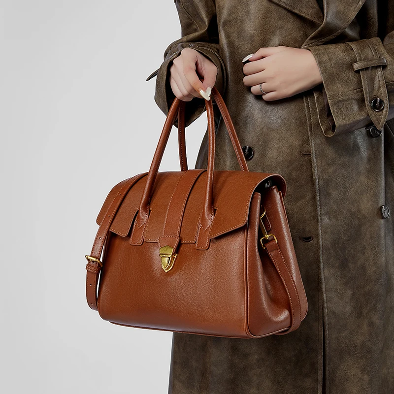 Structured Handbag Top Handle - BURMINSA Echt lederen tassen met handvat