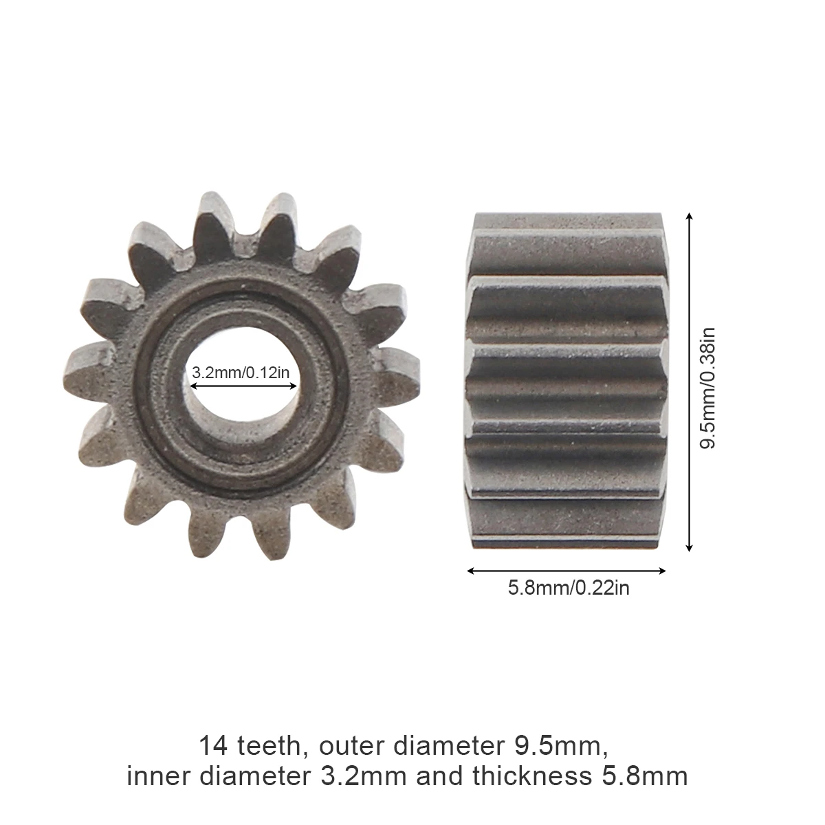 14 Teeth 8.2mm / 9.5mm Diameter Replaceable Motor Gears for RS550 10.8V / 12V / 14.4V / 16.8V / 18V / 21V DC Motor