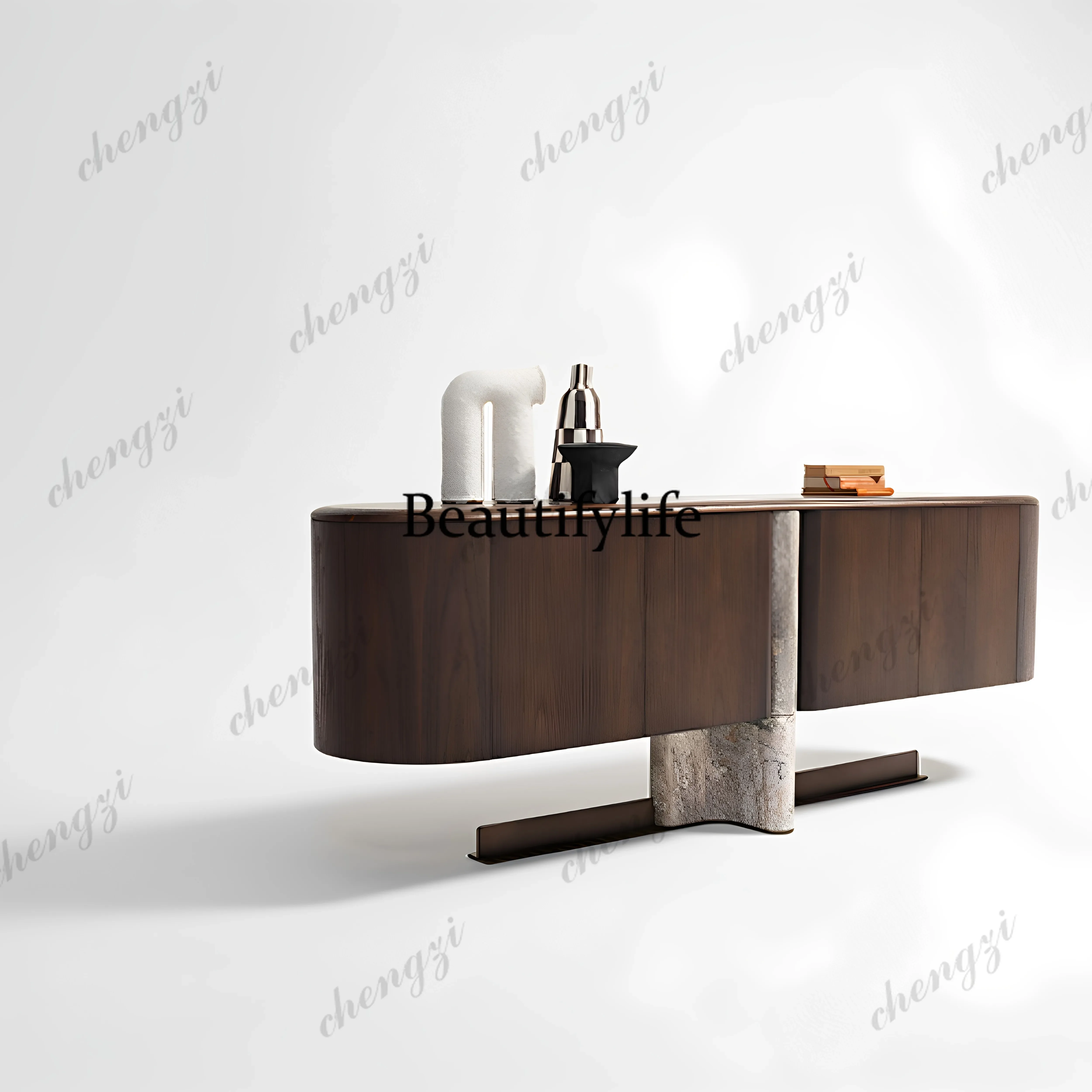 H134 Italian light luxury dining side cabinet against the wall integrated locker villa living room marble antique furniture