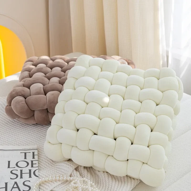 Hand‑Woven Twisted Chair Cushion Floor Pouf Tatami Sofa Pillow Back Pillow Removable Washable Seat Pad Home Decor Floor Seating
