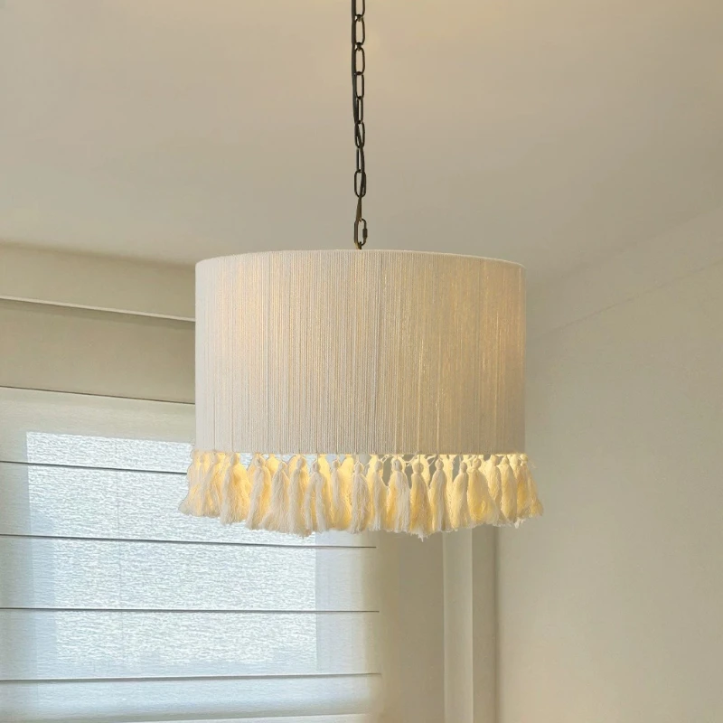 

Bohemian Tassels Lamps Vintage Hemp Rope Pendant Light Bedroom Living Room Restaurant Hotel Homestay Home Decor Hanging Lamp E27