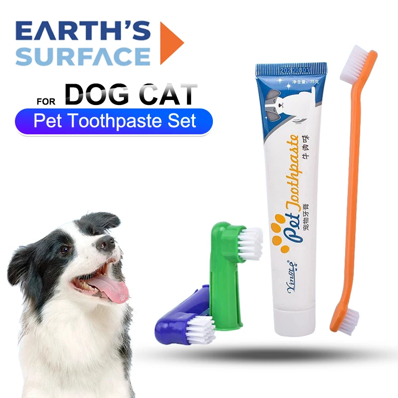 Pet Cleaning Tools Kit Dog Gum Care Products Kit Reduces Plaque & Tartar Buildup for Pet Universal Toothpaste Toothbrush Set