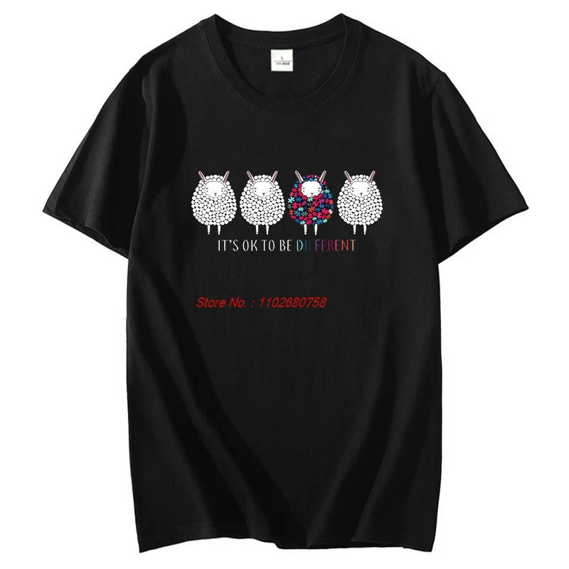 It's Ok To Be Different Sheep Autism Funny Graphic T Shirts Unisex Summer Cotton New Shirts And T-Shirts Fashion Print T Shirt