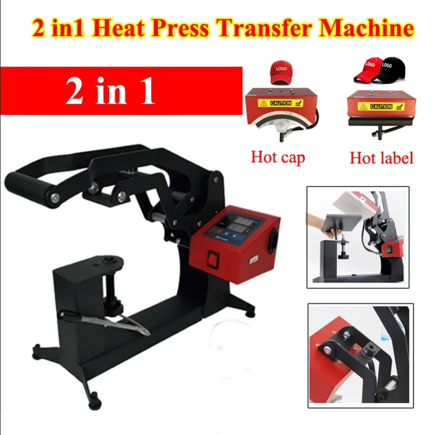 Automatic Hat Cap Heat Press Printer Label Transfer Stamping Sublimation Machine Digital Display Clamshell for DIY Advertising