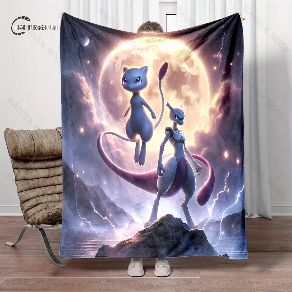 انمي ياباني بوكيمون ميو السفر مخيم لينة رقيق بطانية تكييف الهواء أريكة قيلولة بطانية موسم الشتاء هدية بطانية دافئة