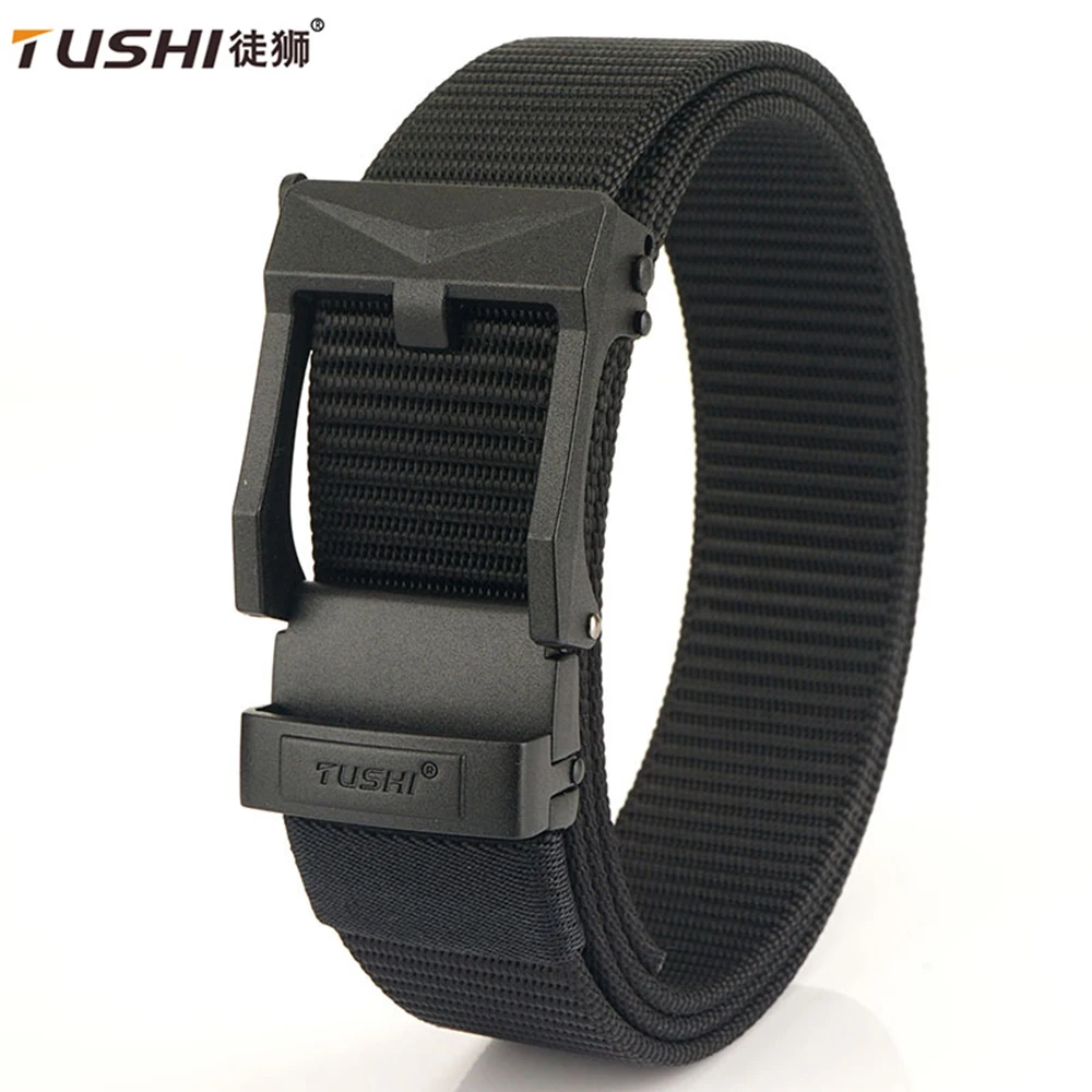 

TUSHI New Automatic Nylon Mens Belt Male EDC Tactical Belt for Men Military Canvas Belts High Quality Jeans Fashion Luxury Strap