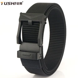 TUSHI New Automatic Nylon Mens Belt Male EDC Tactical Belt for Men Military Canvas Belts High Quality Jeans Fashion Luxury Strap