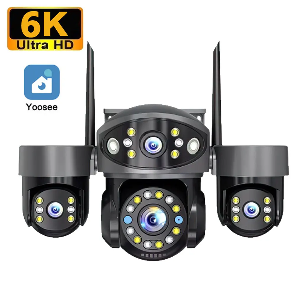 10K 20MP HD Outdoor WiFi IP-camera met vier lenzen, drie schermen, 360° °   16x Zoom PTZ beveiligingscamera met automatische tracking, draadloze bewaking