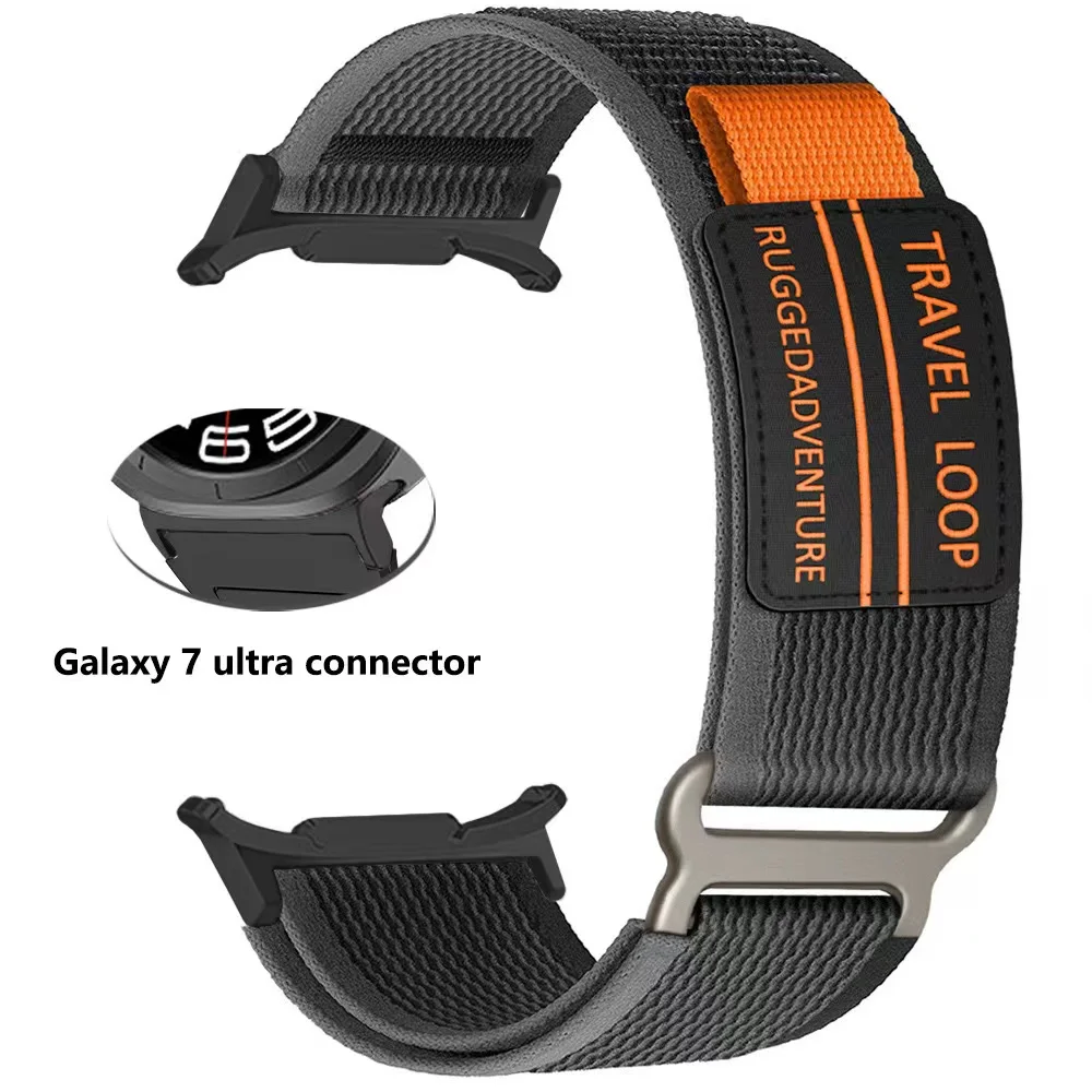 Nylon Travel Loop Strap for Samsung Galaxy Watch 7 Ultra 47mm Men Sport Band for Galaxy 7 47mm ultra NO Gaps Curved End Bracelet