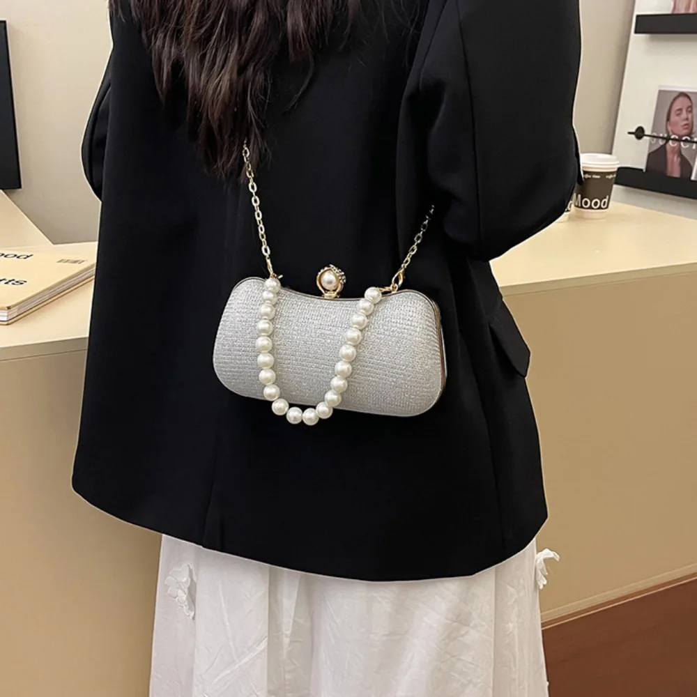 

Портативная вечерняя сумка-клатч с блестками, на запястье, вместительная, с жемчугом, на плечо, элегантная женская сумочка для вечеринок