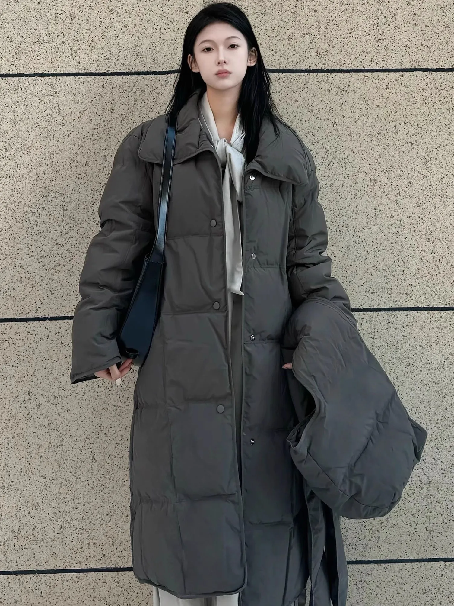 Korean Cotton Jacket 2024 Autumn Winter Warm Hanging Detachable Hat Large Quilt Scarf Long Cotton Jacke Down Cotton Jacket Women