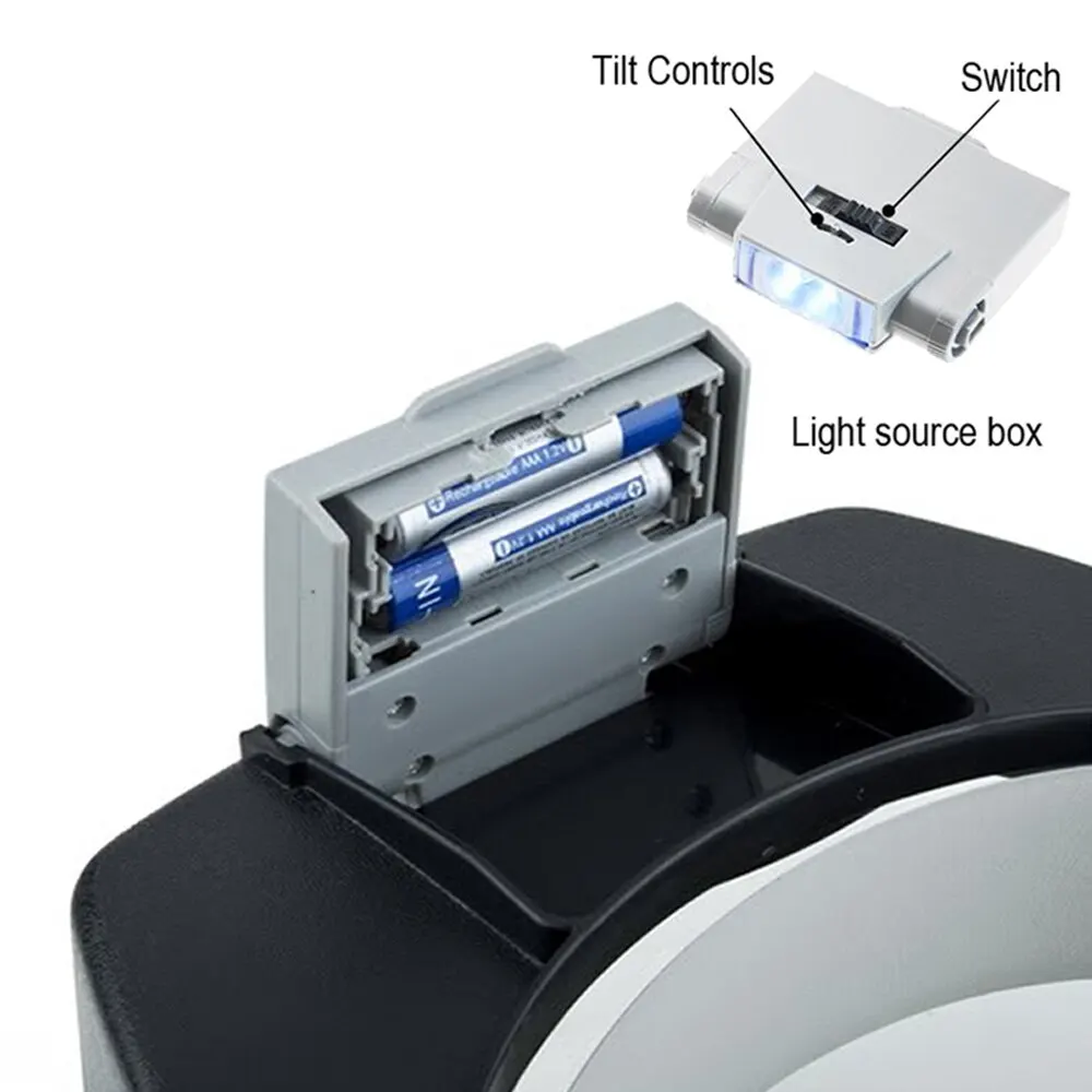 Lampka LED z mikroskopem Loupe 10X w stylu kasku Lupa szklana opaska na głowę Lupas Lupas Luz do czytania lub naprawy