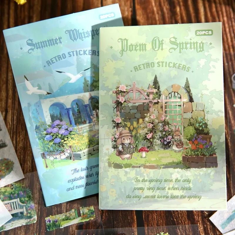 20/40pcs Beautiful scenery Die Cutting Stickers Book Creative Handbook DIY Scrapbook Diary Phone Case Cute Stationery Stickers