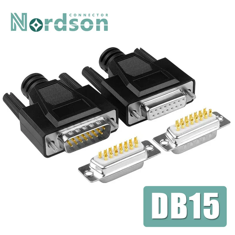 DB15 Male Female Connector Adapter 15pin DIY 2-Row Soldering RS232 Serial Port Header Plug 15 Pin Solid Needle Cable Connectors