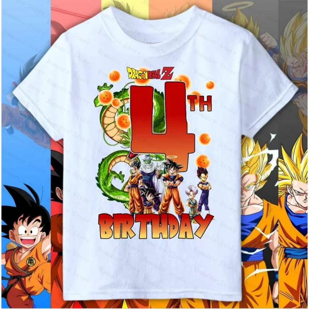 2026 Summer Dragon Ball BIRTHDAY Kids Shirt Boy Girl T-shirt 3-8 Years Old Fashion Casual Y2K Short-sleeved Trendy Clothing view 3