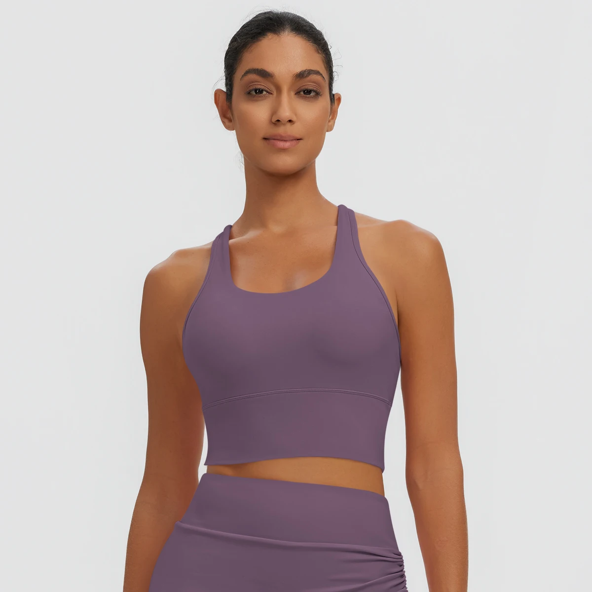 Schnell trocknendes, sexy Yoga-Top in I-Form, stoßdämpfendes Lauf-Yoga-Oberteil mit Brustpolster, einfarbiges Sommer-Fitness-Oberteil für das Training. – Detail 30