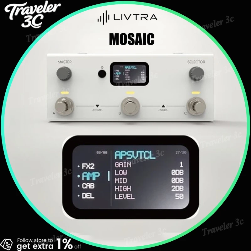 Hot Sales LIVTRA MOSAIC Multi-Effects Processor Pedal AI Stem Separation Effector 8+1 Modules NAM Acoustic Electric Guitar Bass