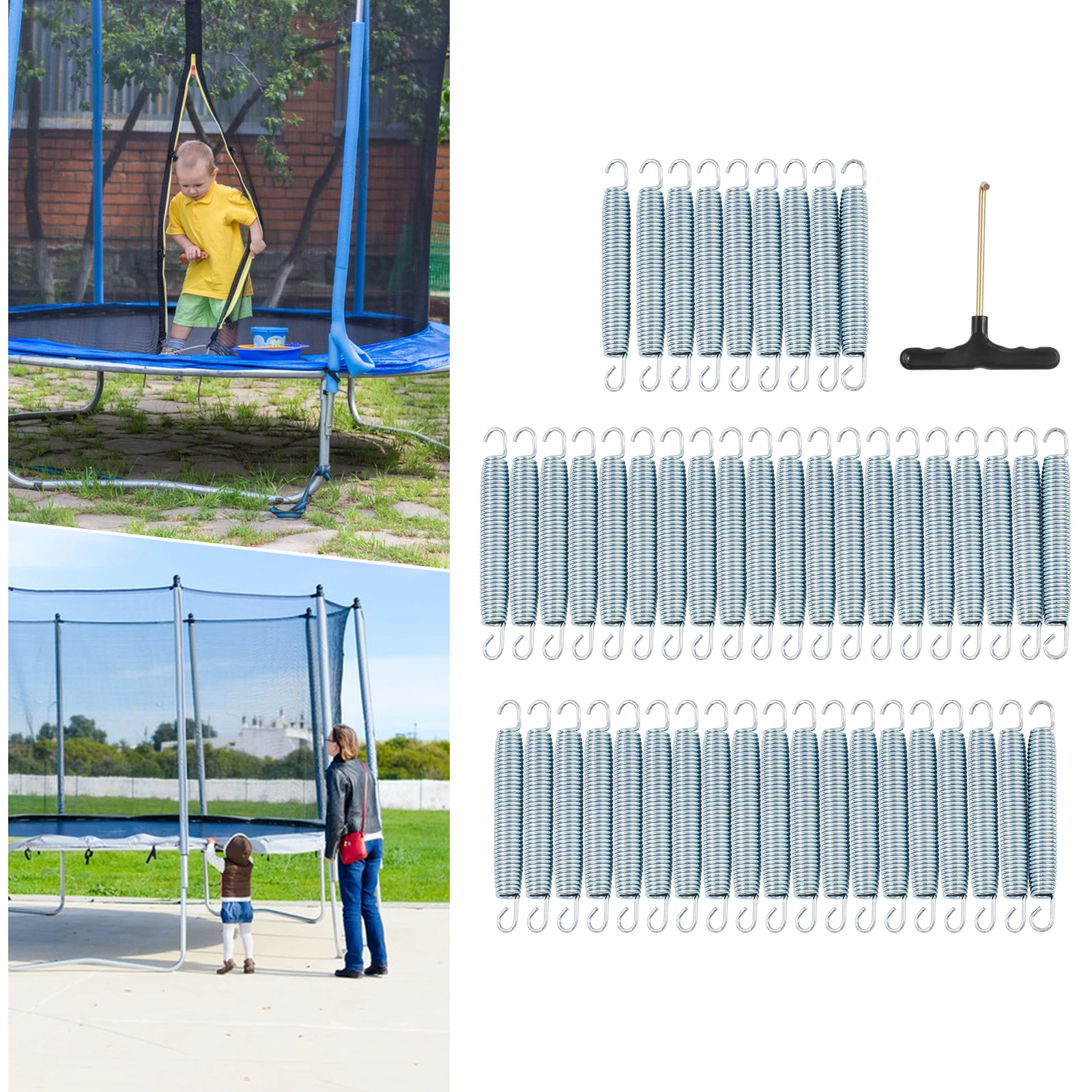Trampoline Lente Trampoline Veren Vervanging 48PCS Trampoline Veren met Lente Tool voor Trampoline Onderhoud & Pgrades