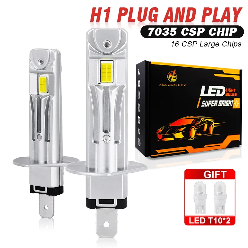 H1 LED Headlight Canbus 1: 1 Mini Size Wireless Car Bulb 300W 30000LM 6000K CSP Fanless Plug&Play Auto Bulb Fog Light 12V 24V