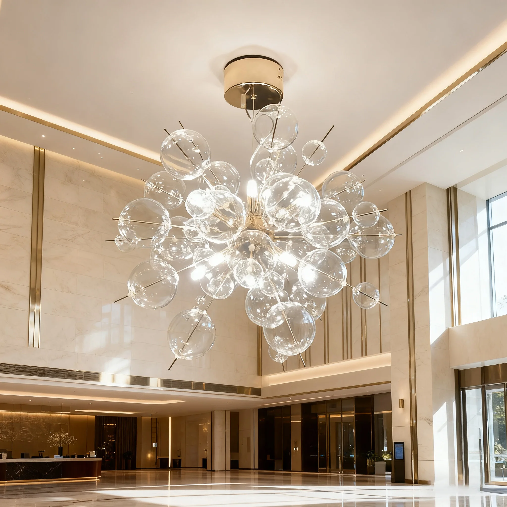 

AiPaiTe Стеклянная люстра с одуванчиком во французском стиле, серебряный потолочный блеск с регулируемой яркостью и подвесной светильник для отеля