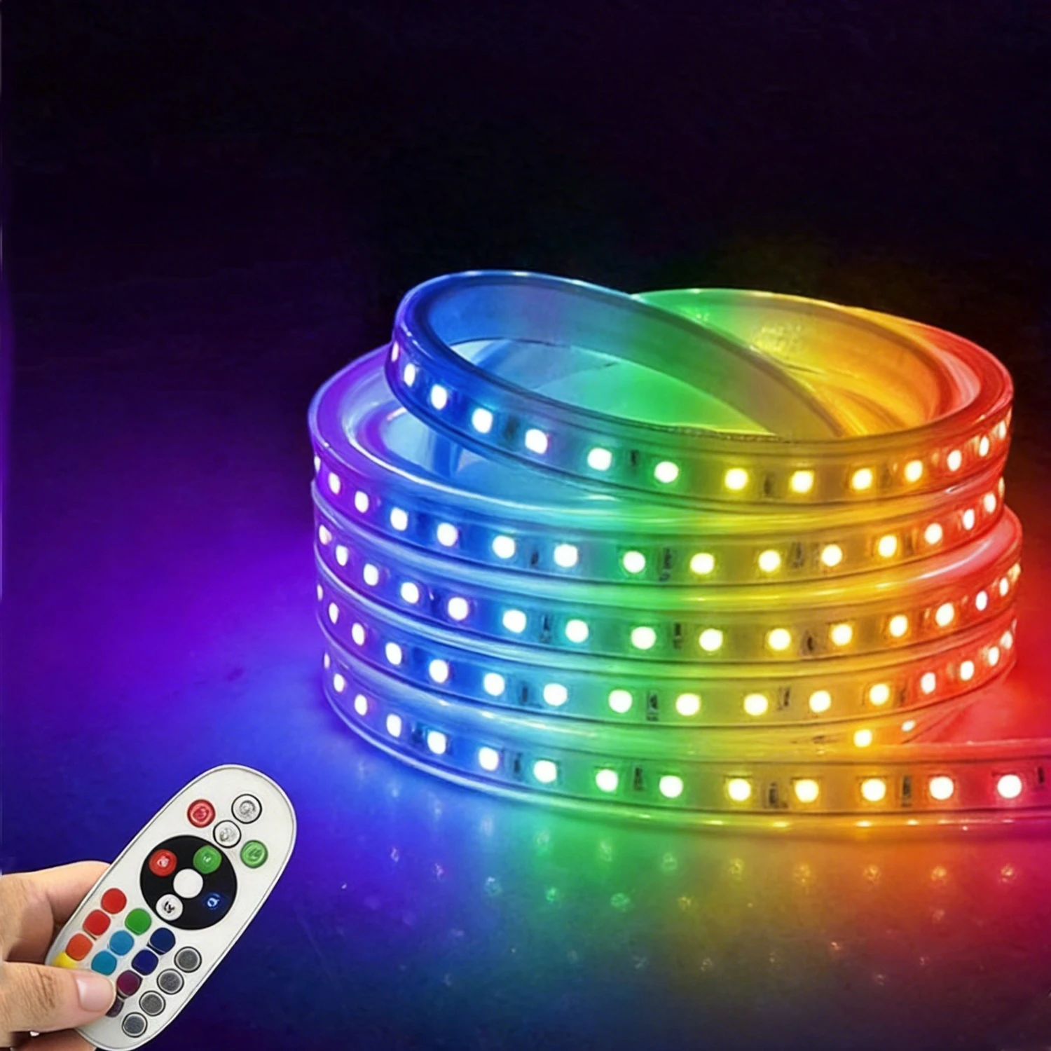 220V RGB LED Strip Light Waterproof/Multi-Colors/Multi-Modes/Dimmable SMD5050 Rope Lamp With Remote/EU Plug for Garden Home Deco