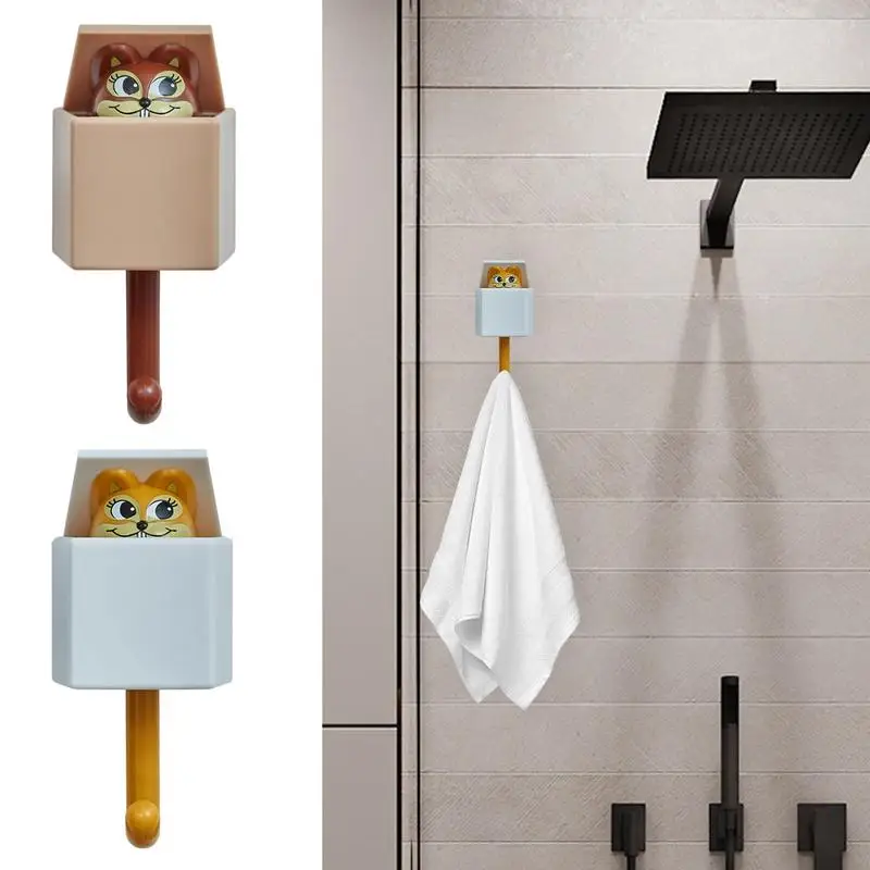 Wall Hook Squirrel Wall Mounted Keychain Towel Hook Cartoon Animal Wall Hooks Decorative Wall Hangers For Children's Room Living