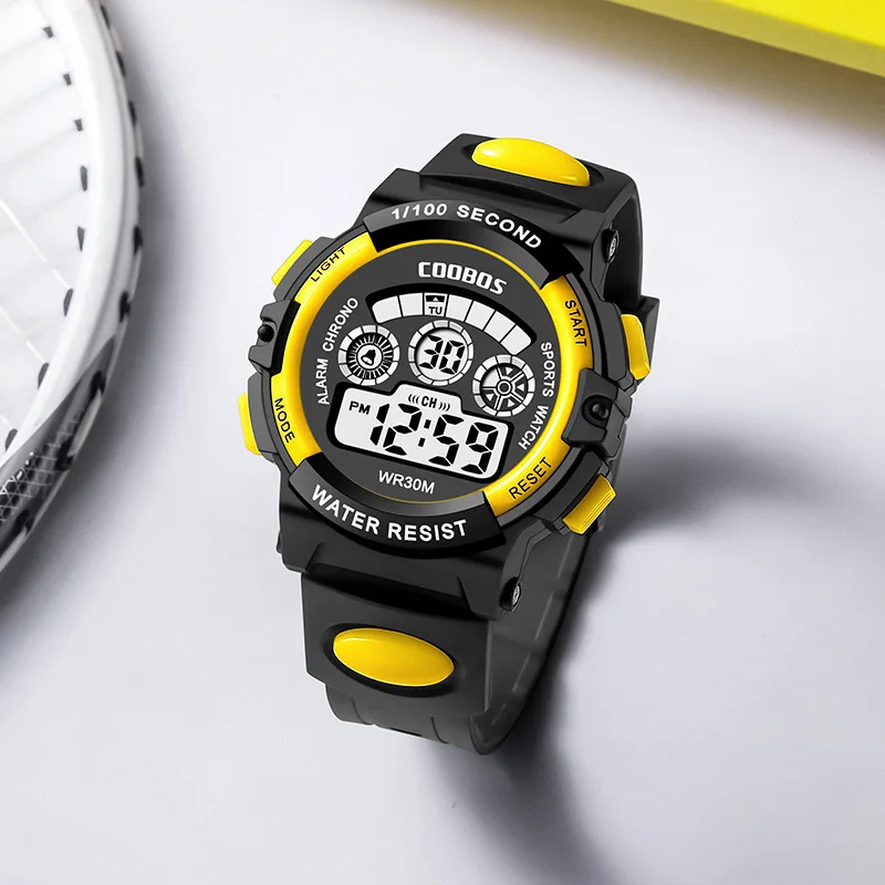 COOBOS merk kinderen kijken sport digitaal horloge voor kinderen jongens meisjes student 30M waterdicht multifunctioneel LED-polshorloge