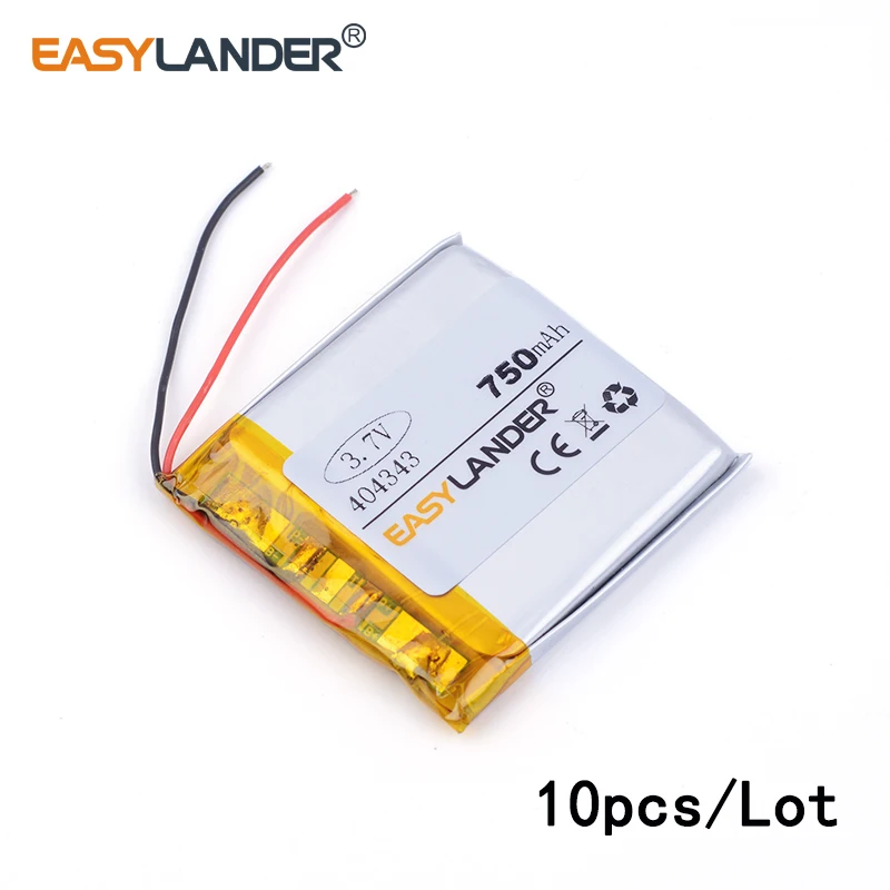 

10pcs /Lot 3.7v lithium Li ion polymer rechargeable battery 404343 750MAH For MP3 MP4 GPS E-book Bluetooth Speaker toys 044343